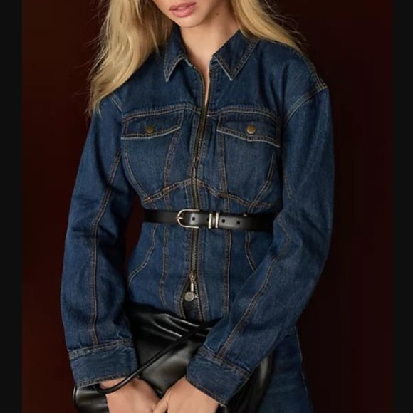 Anthropologie - Pilcro Corset Denim Dark Shirt - SZ 12 - BNWT - Picture 1 of 11
